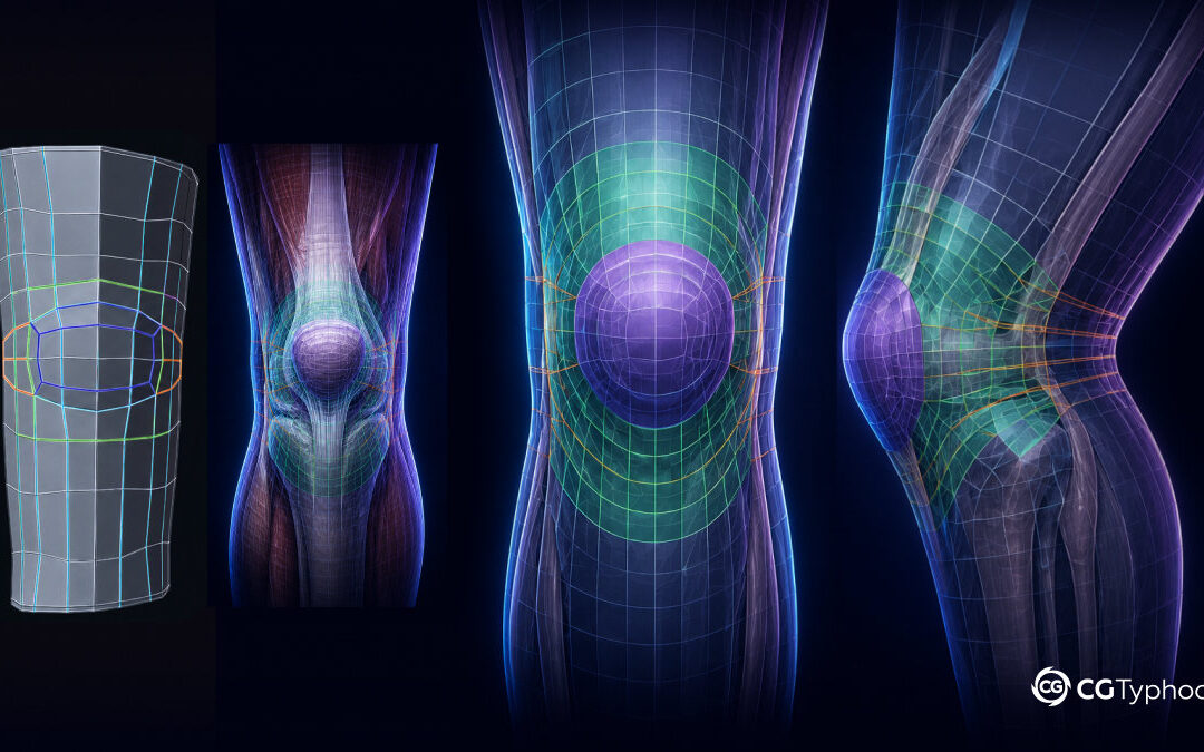 Human Knee Topology for Animation – Proper Edge Flow & Deformation Guide